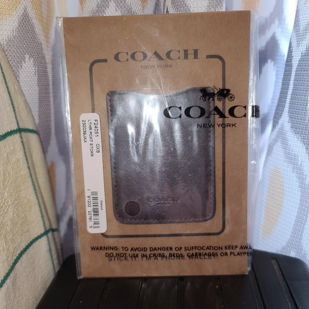 NWT Coach Leather Pocket Sticker — color of oxblood * Rare Find *